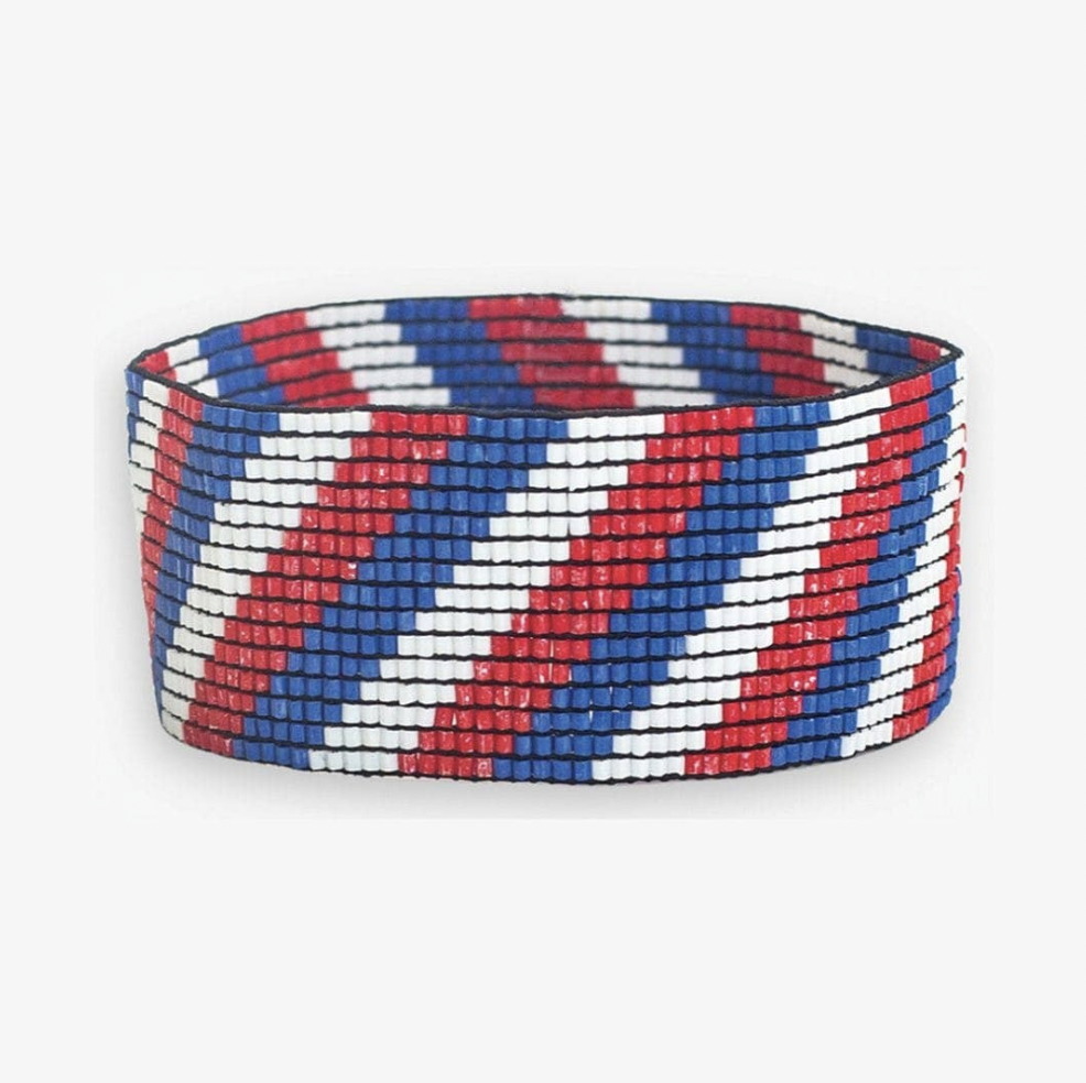 Red, White, & Blue Diagonal Striped Bracelet