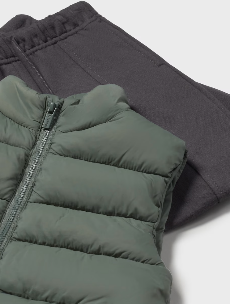 Boys Three Piece Set - Longe Sleeve Tee, Sweatpants, & Puffer Vest