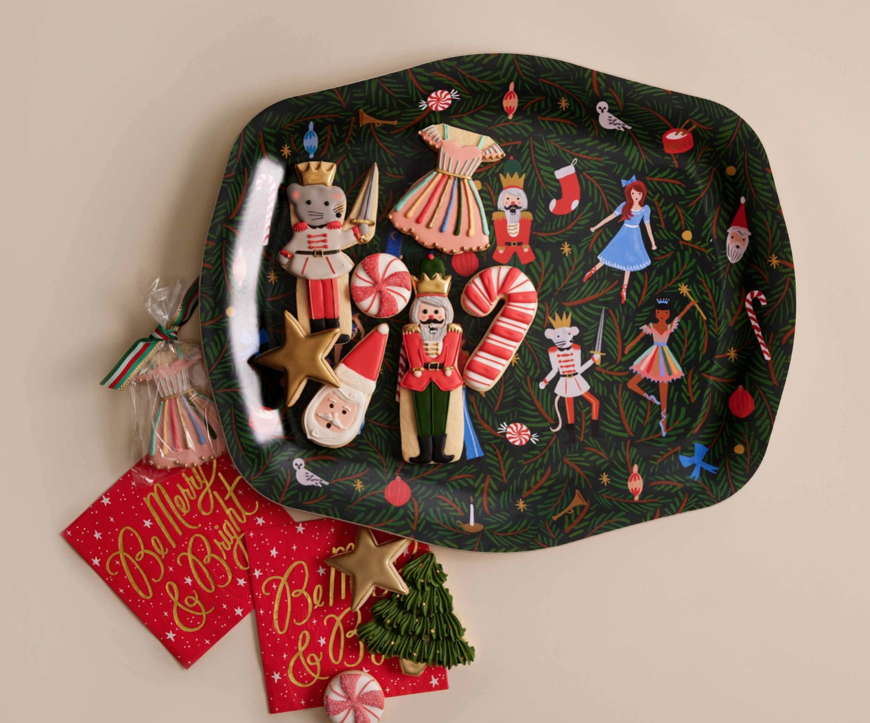 Evergreen Nutcracker Serving Tray