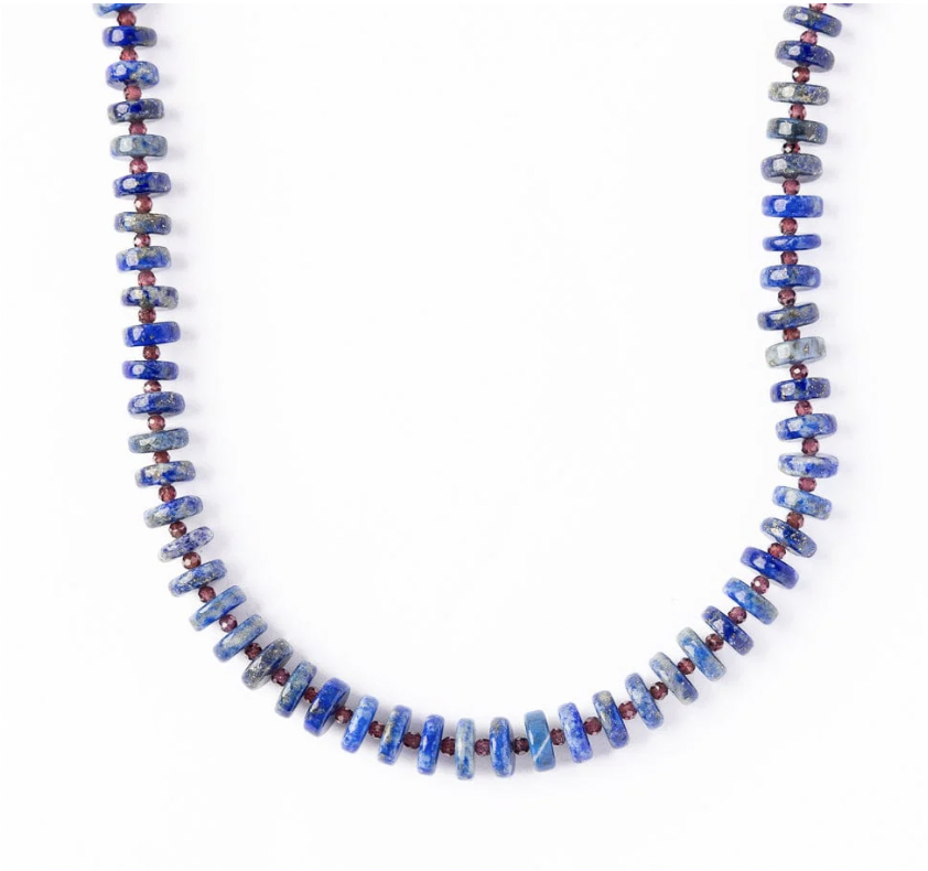 Lapis With Garnet Necklace