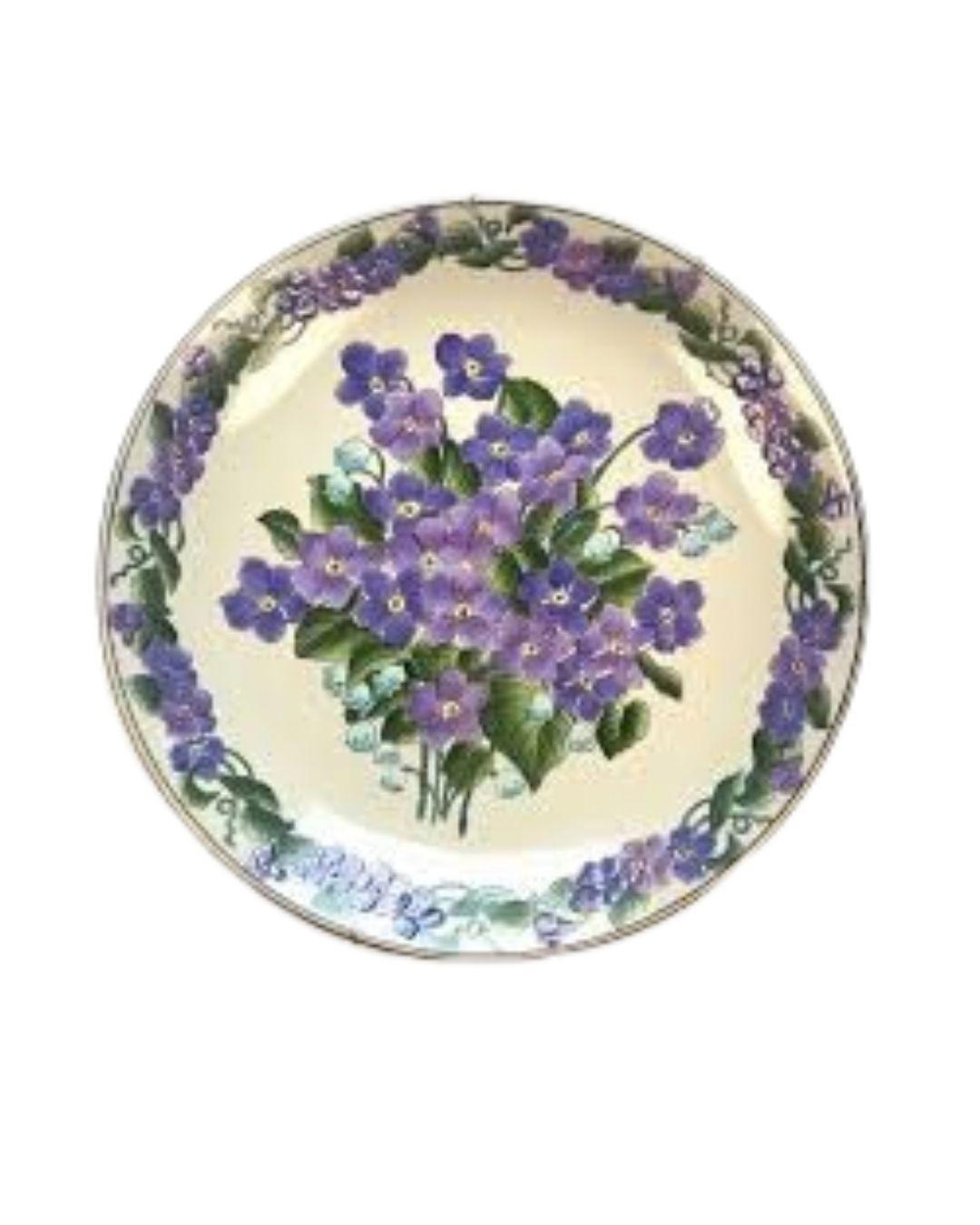 Purple Violets + Lily of the Valley Centerpiece Bowl