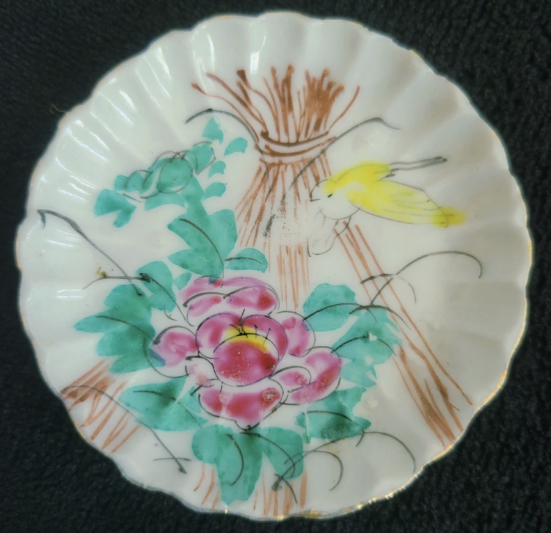 Vintage Porcelain Bird + Flower Trinket Dish