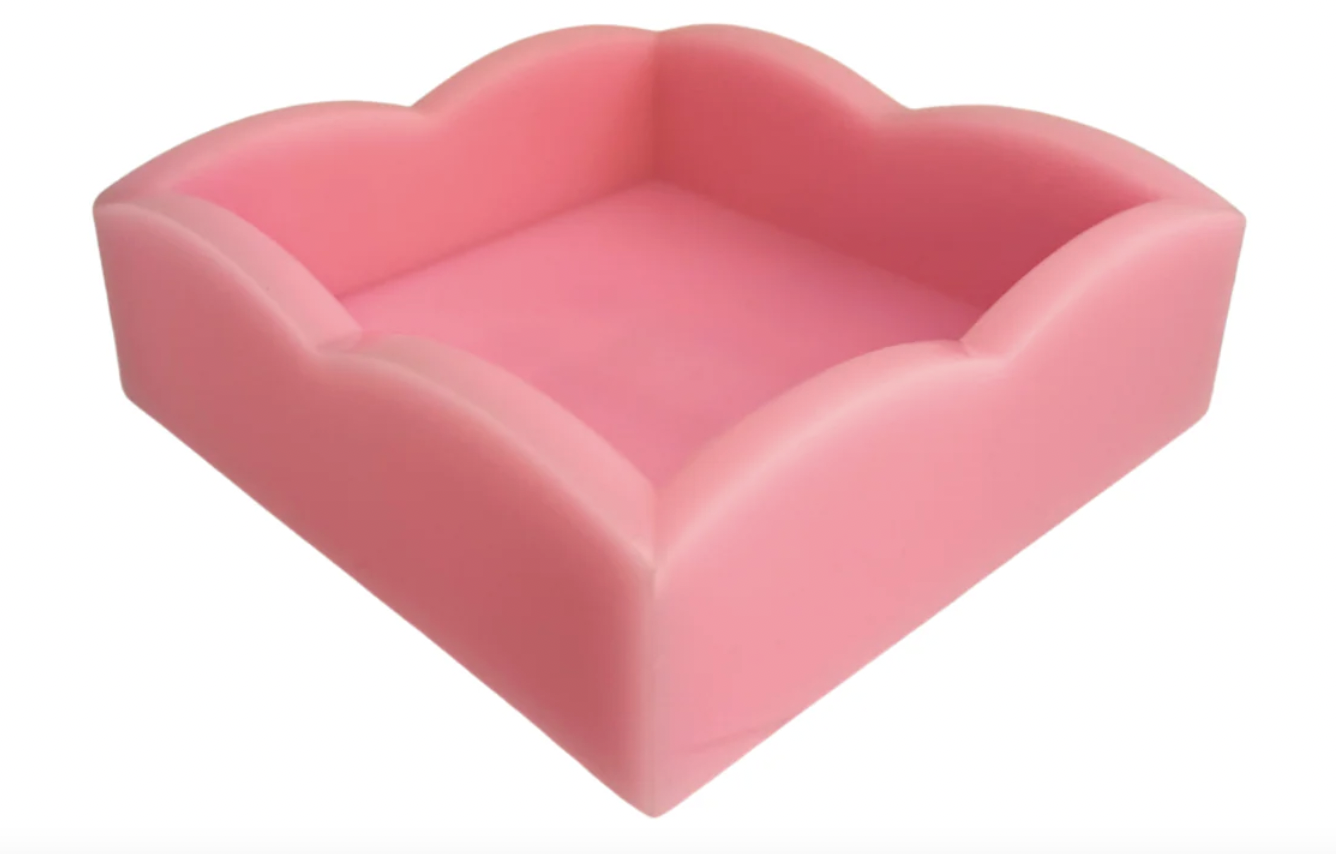 Pink Palm Acrylic Scalloped Cocktail Napkin Holder