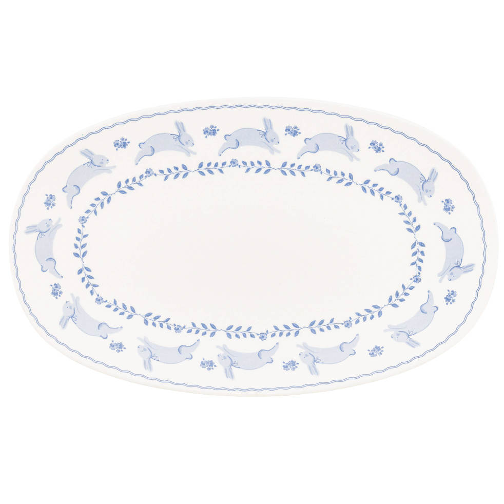 Bunny Oval Bamboo Tray