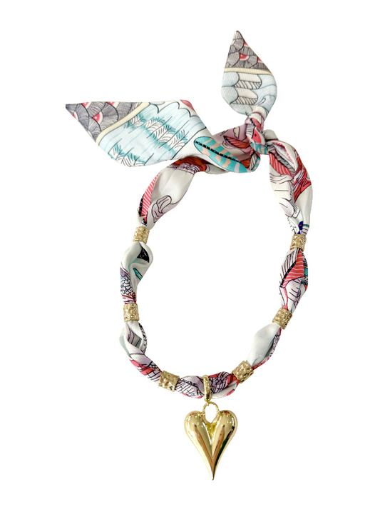 Palm Heart Charm Scarf Necklace