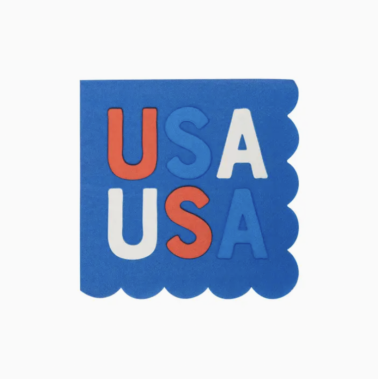 USA Scalloped Cocktail Napkins