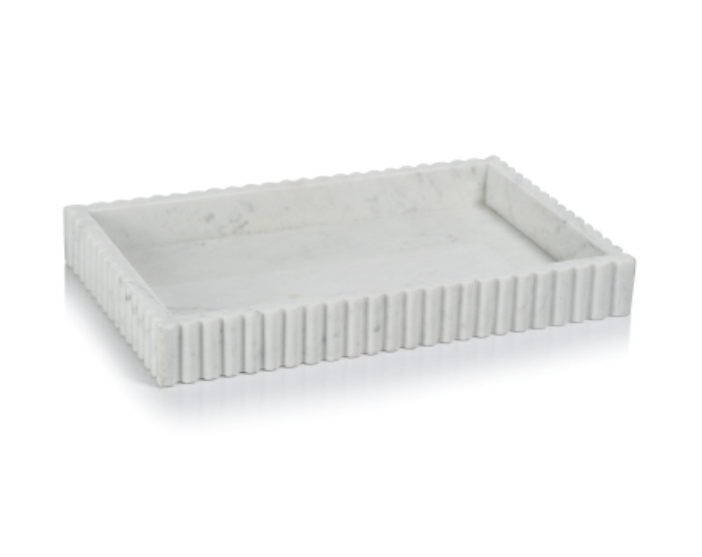 Camogli Scalloped White Marble Tray