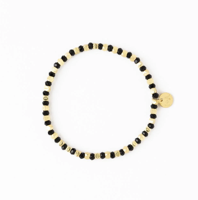 Black + Gold Crystal Stretch Bracelet