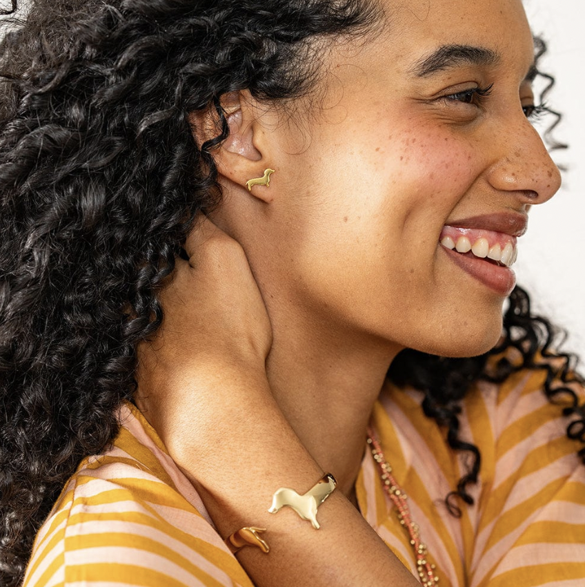 Abigail Brass Dachshund Cuff Bracelet