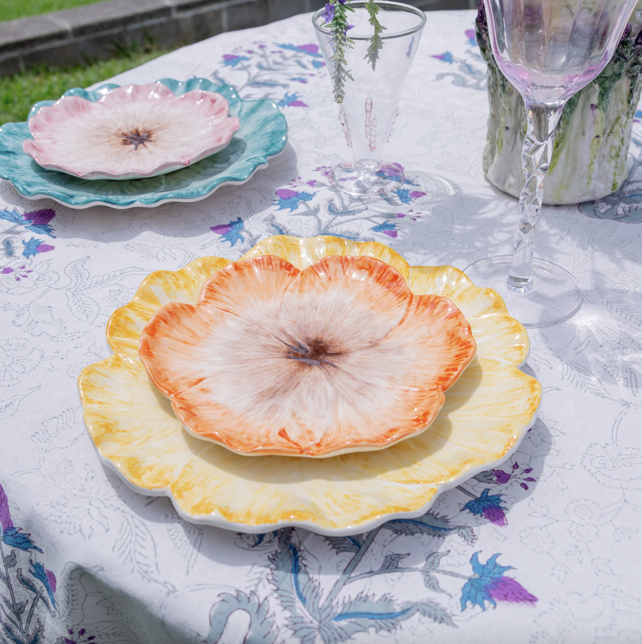 Elisabetta Flower Dessert Plate, Orange