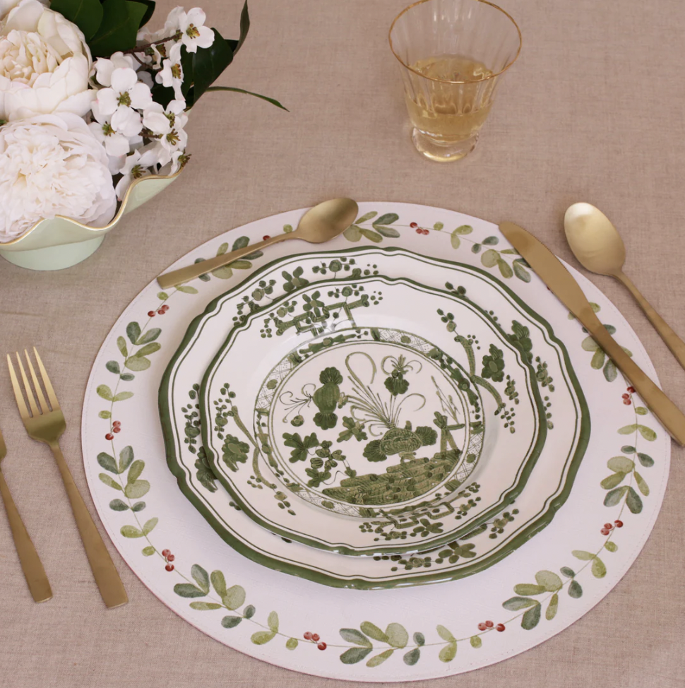 VIDA Faenza Salad Plate Set of 4 - Green & White