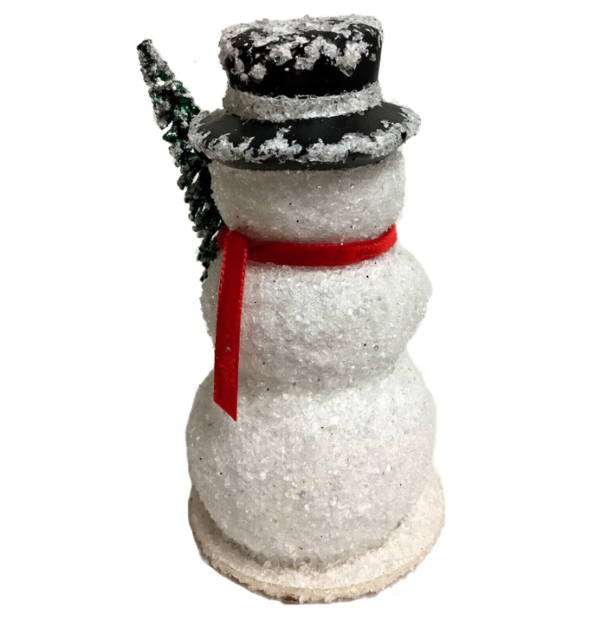 Snowman with Broom and Tree Candy Container