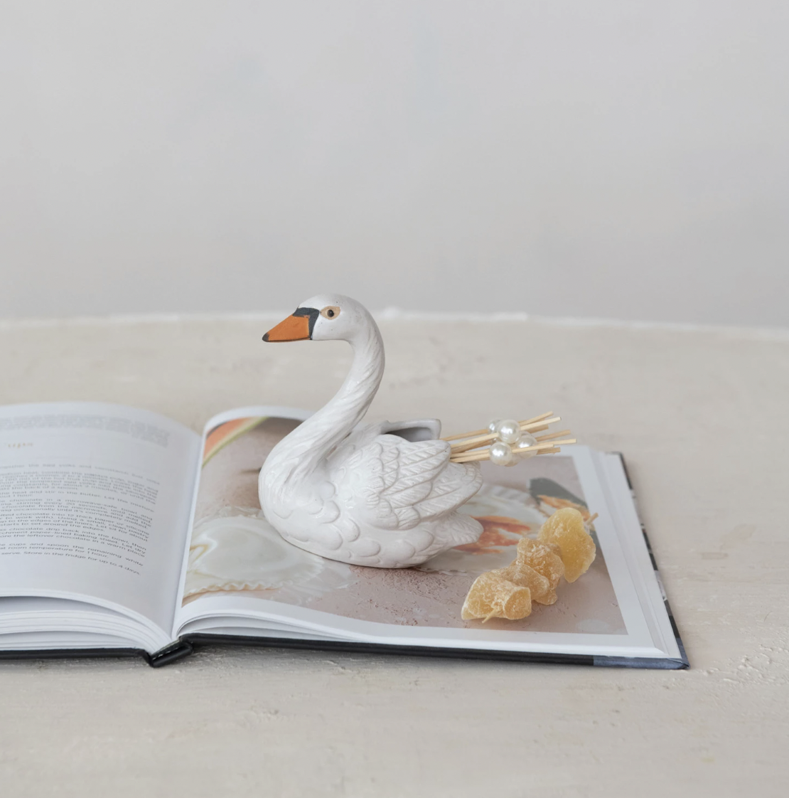 Stoneware Swan Shaped Toothpick Holder