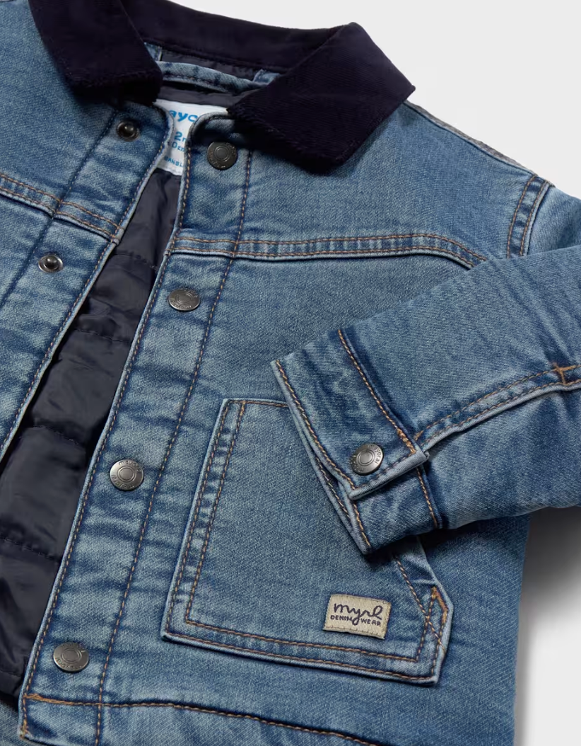 Lined Denim Barn Jacket with Corduroy Collar