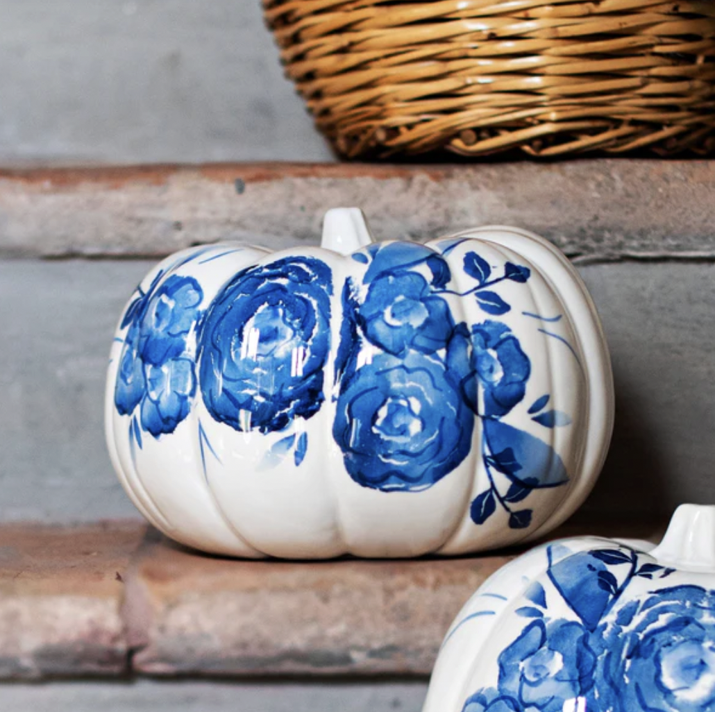 Blue Camellia Medium Figural Pumpkin