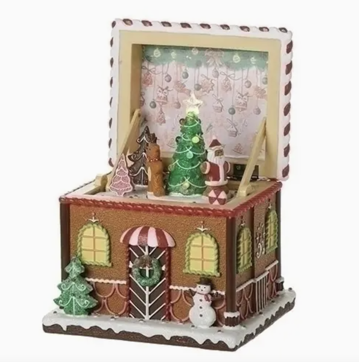 Lighted Gingerbread Music Box