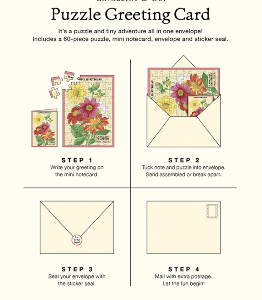 Happy Birthday Language of Flowers Puzzle Greeting Card