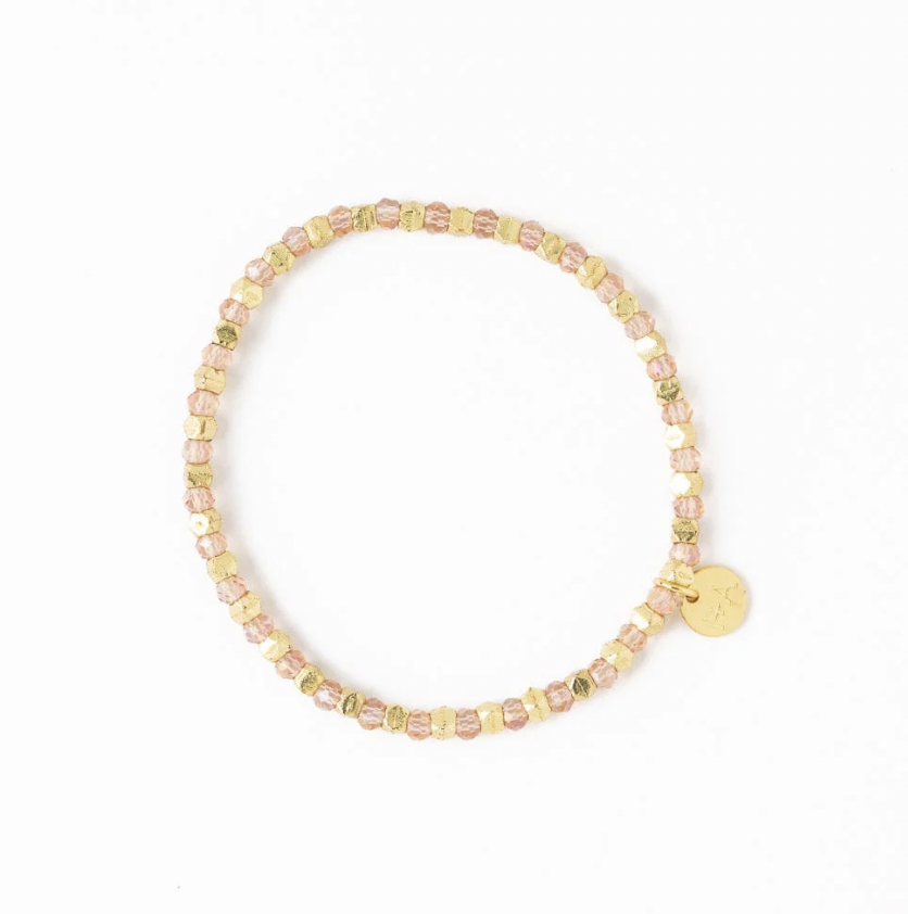 Blush + Gold Crystal Stretch Bracelet