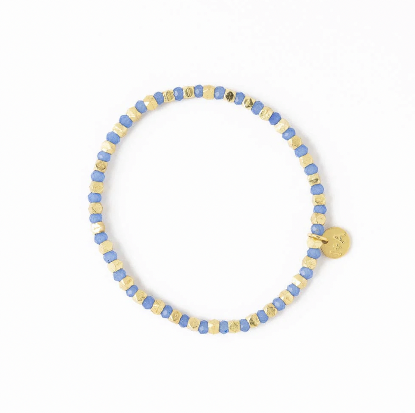 Blue + Gold Crystal Stretch Bracelet