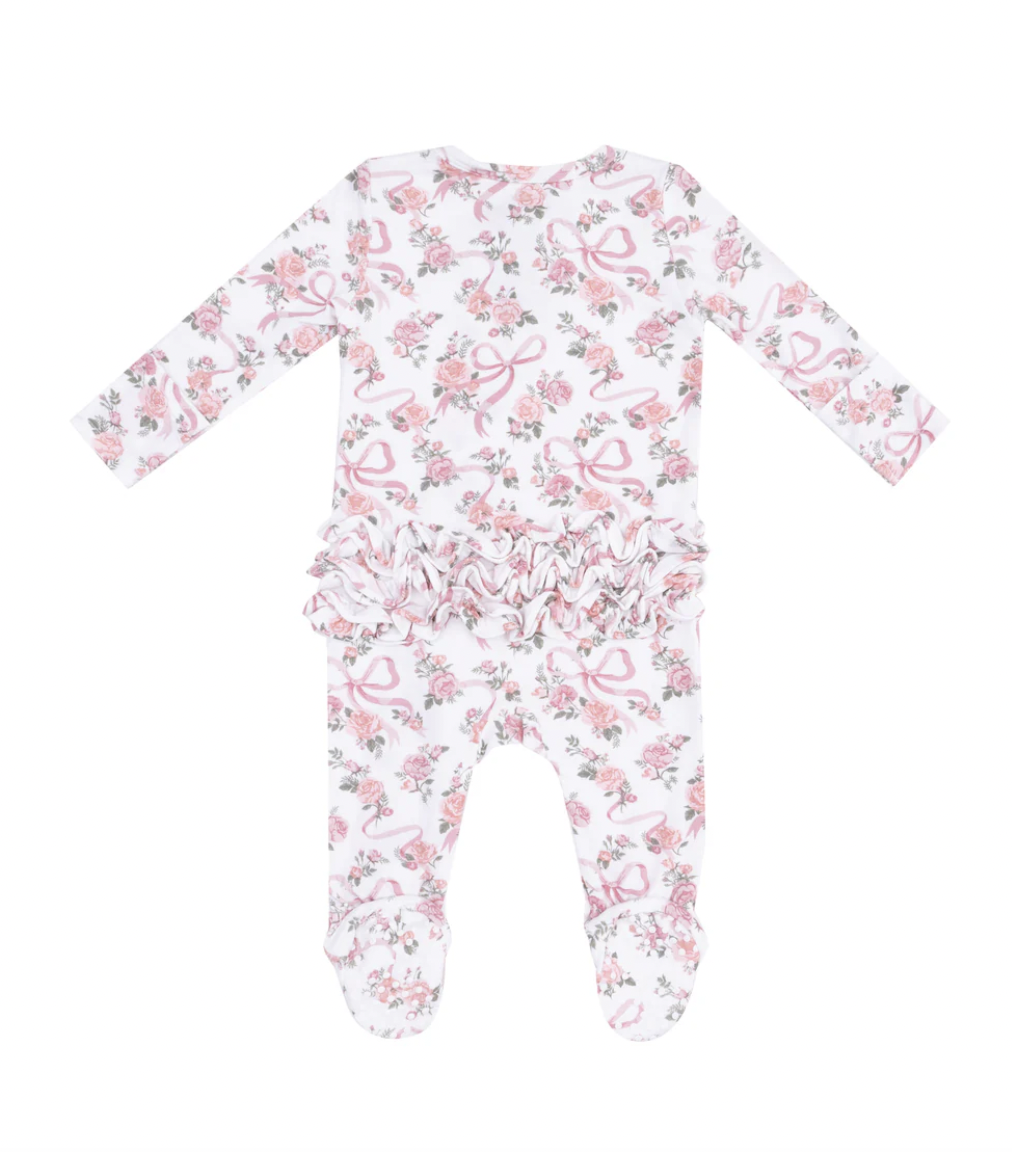 Ribbon & Flowers Ruffle Footie