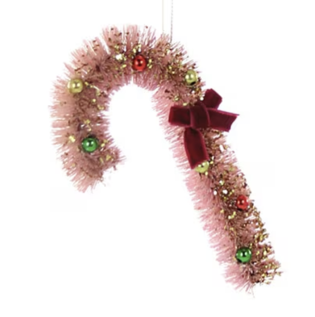 Vintage Bottle Brush Candy Cane Ornament