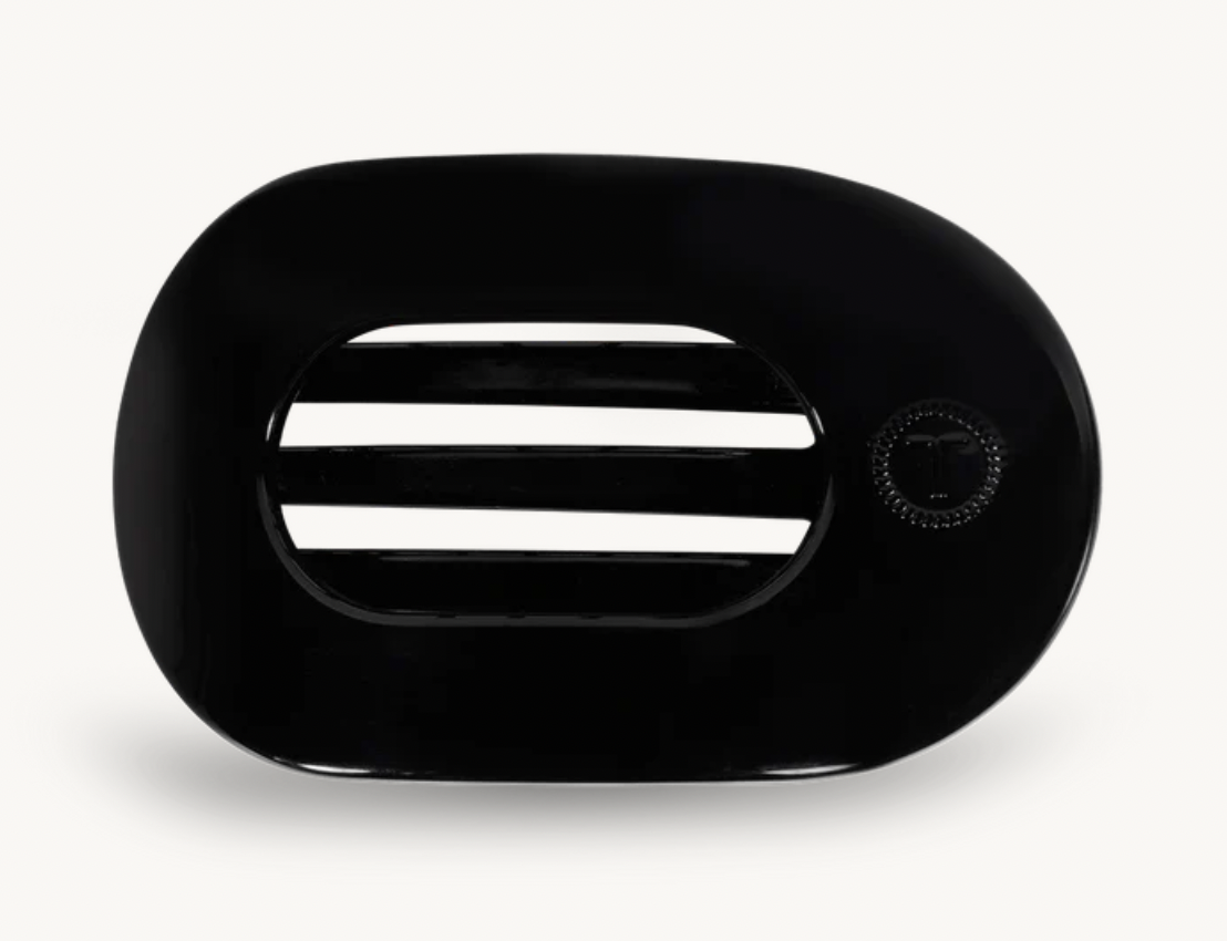 Jet Black Small Flat Round Hair Clip