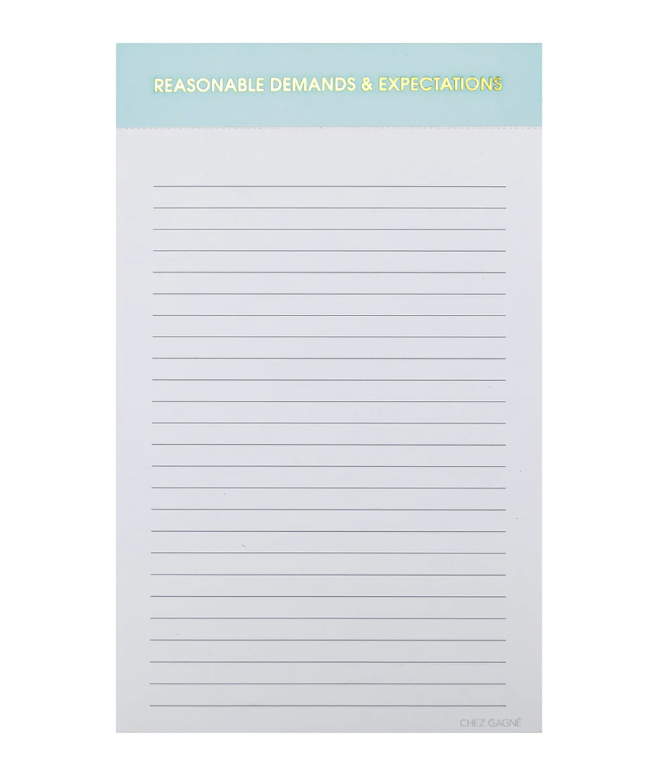 Reasonable Demands and Expectations Notepad