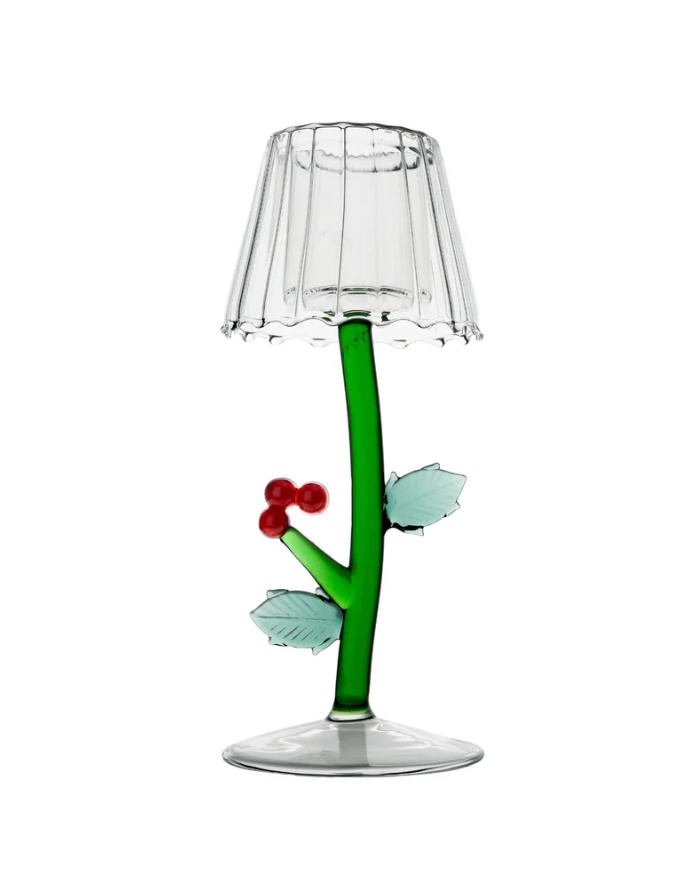 Firefly Tea Light with Red Berries + Holly Leaves