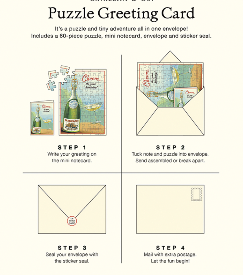 Happy Birthday Champagne Puzzle Greeting Card