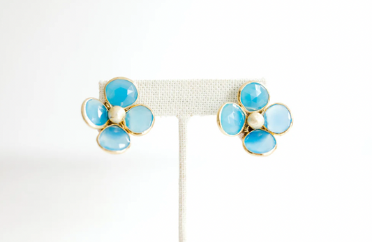 Blue Chalcedony New Flowers Earrings