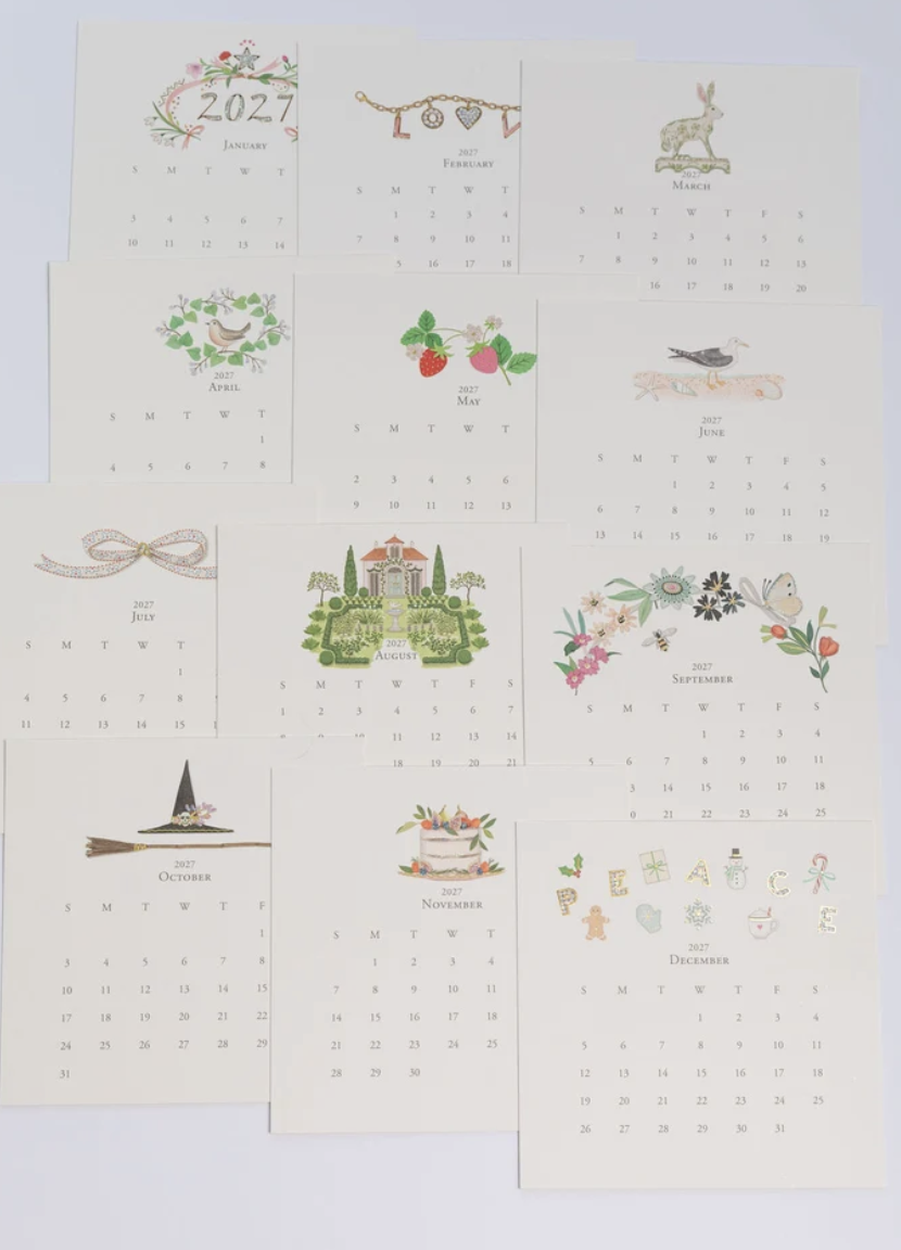 2027 Classic Desk Calendar: Gold Easel