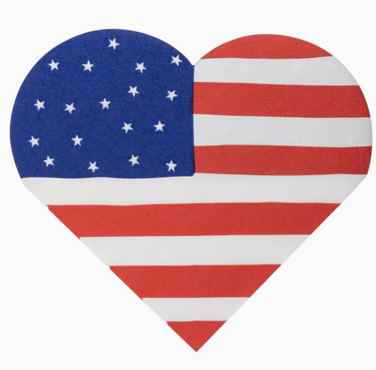 Heart Shaped Flag Cocktail Napkins
