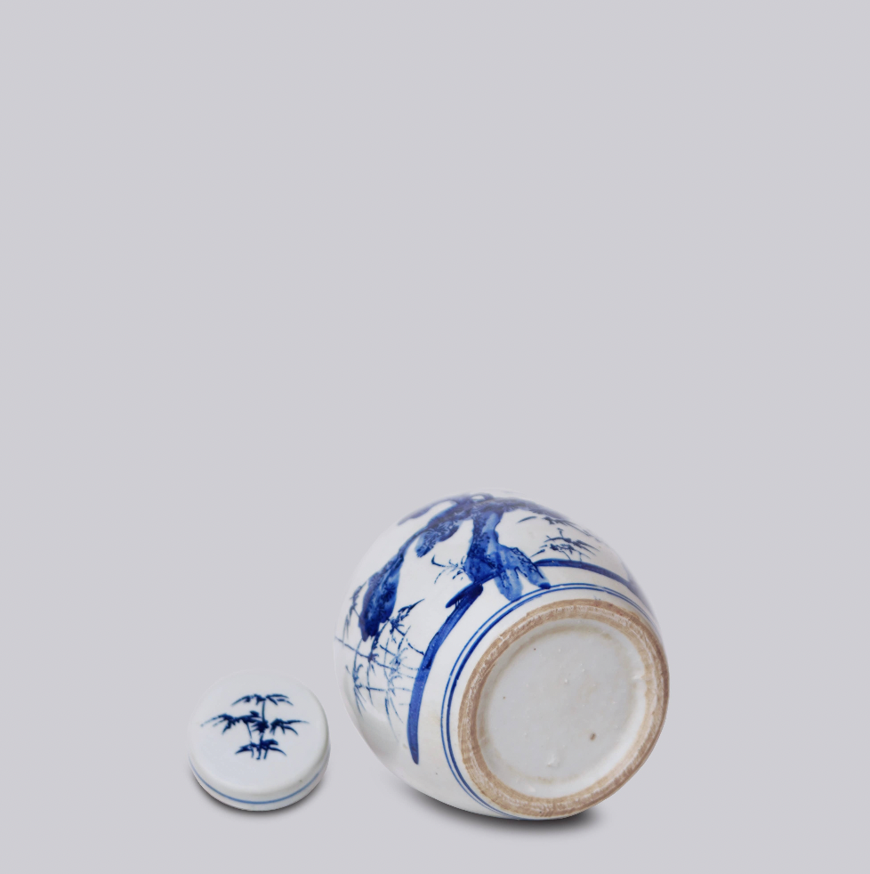 Blue and White Porcelain Three Friends Round Jar