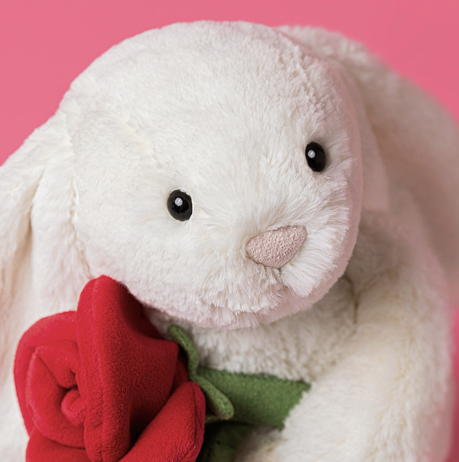 Cream Bunny with Rose