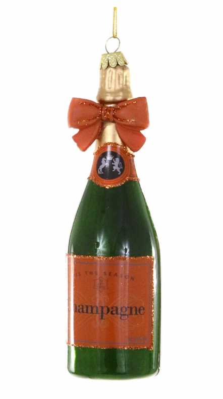Champagne with Orange Bow Ornament
