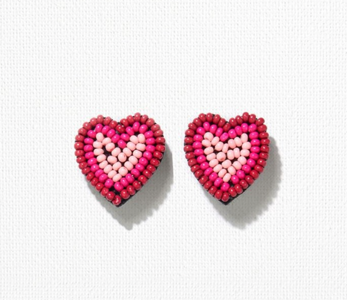 Beaded Heart Earrings