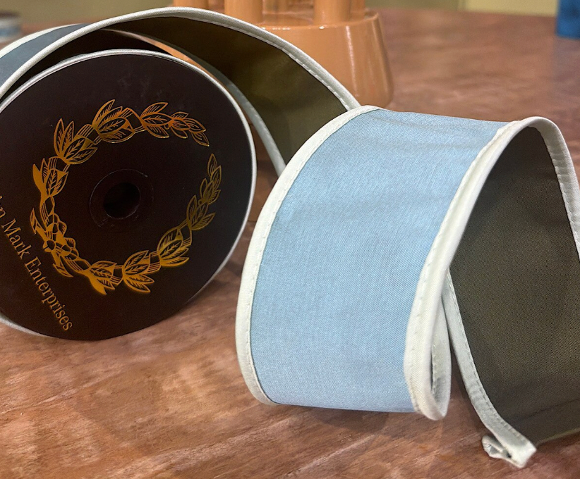 Taffeta Double Tafetta Piping Aqua/Green Wired Ribbon