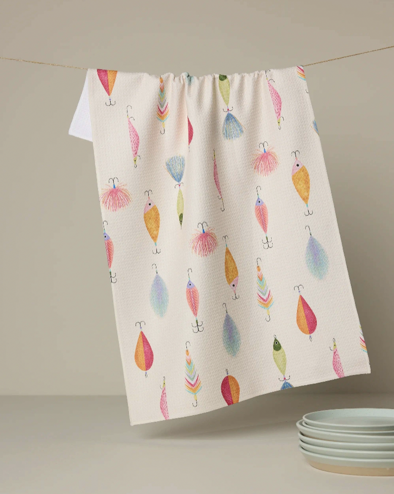 Fishing Lures Tea Towel