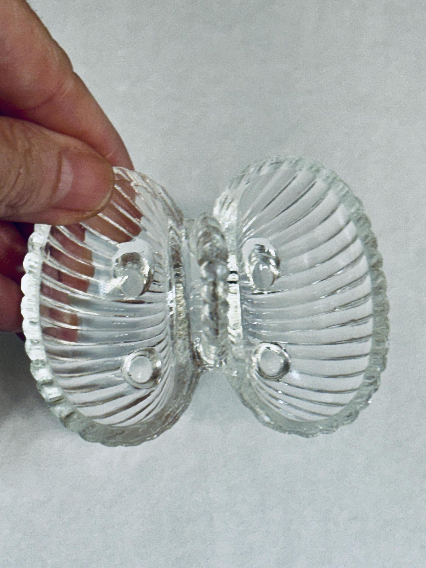 Vintage Pressed Glass Double Shell Salt Cellar
