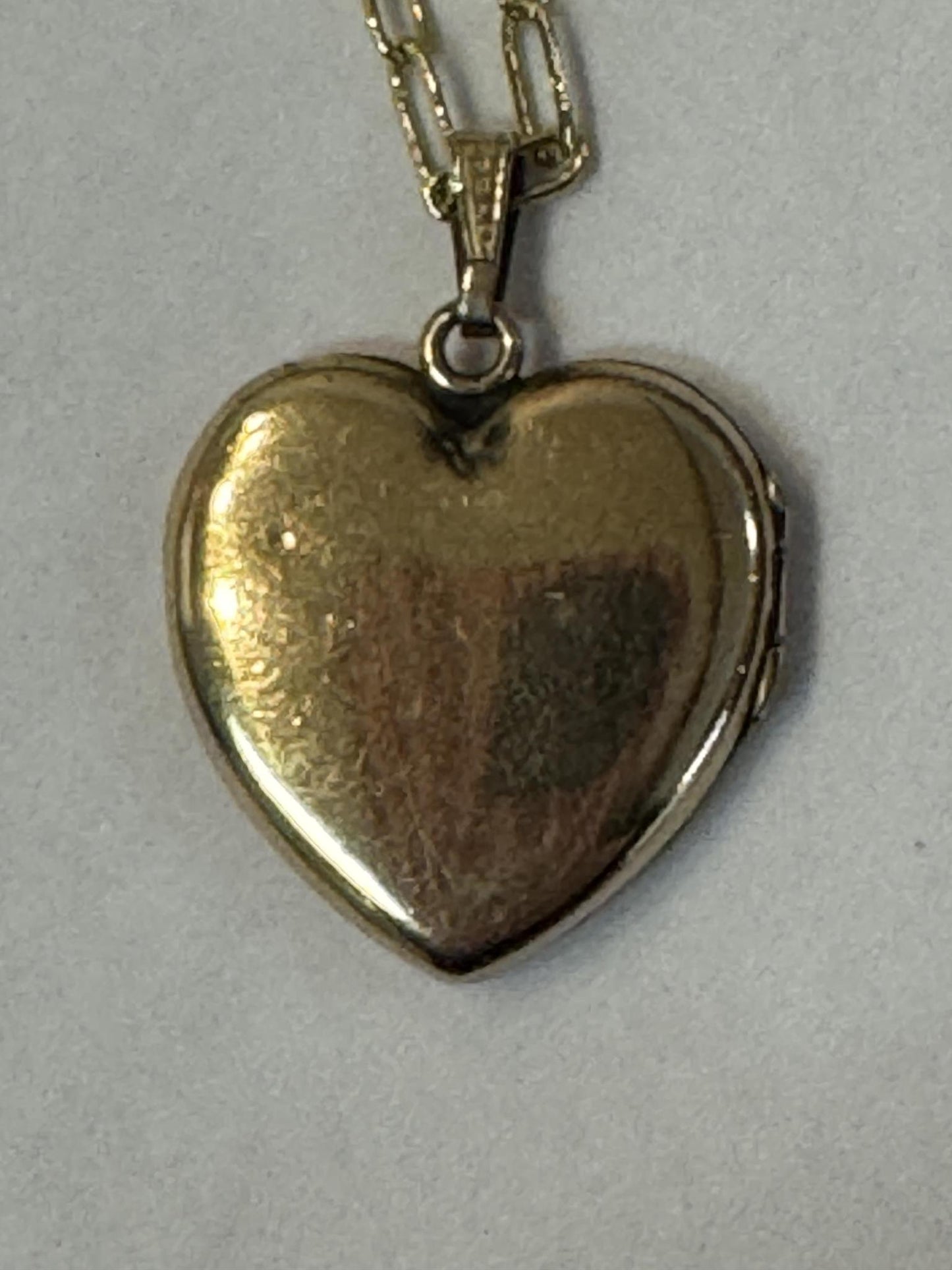 Antique Heart Locket on Dainty Paperclip Chain