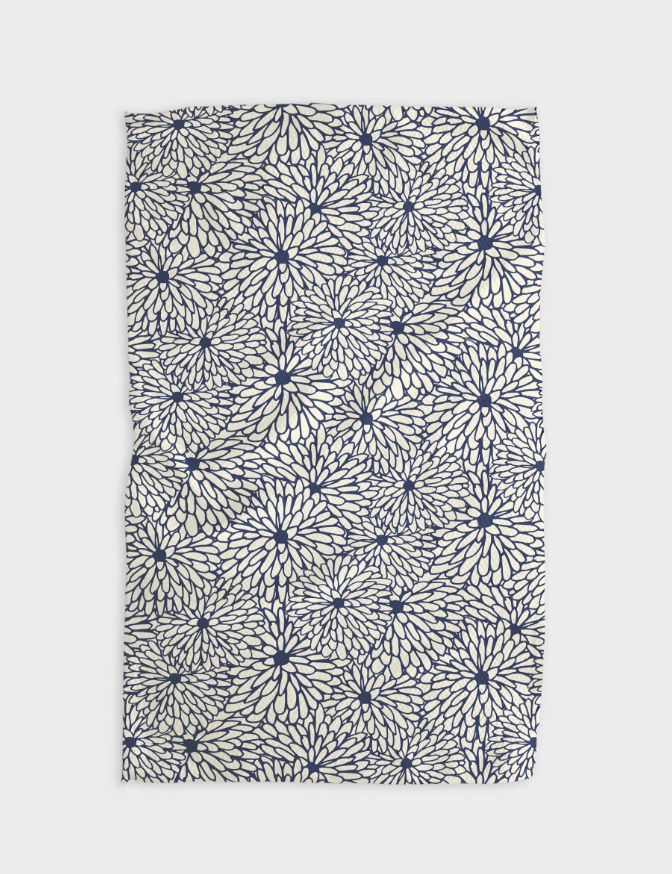 Blue & White Flowers Tea Towel