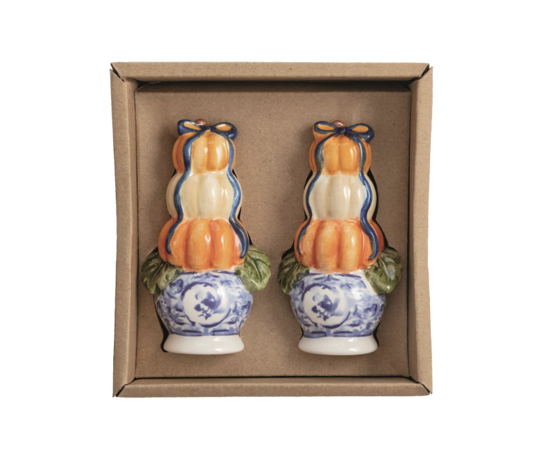 Pumpkin Topiary Salt & Pepper Shaker Set
