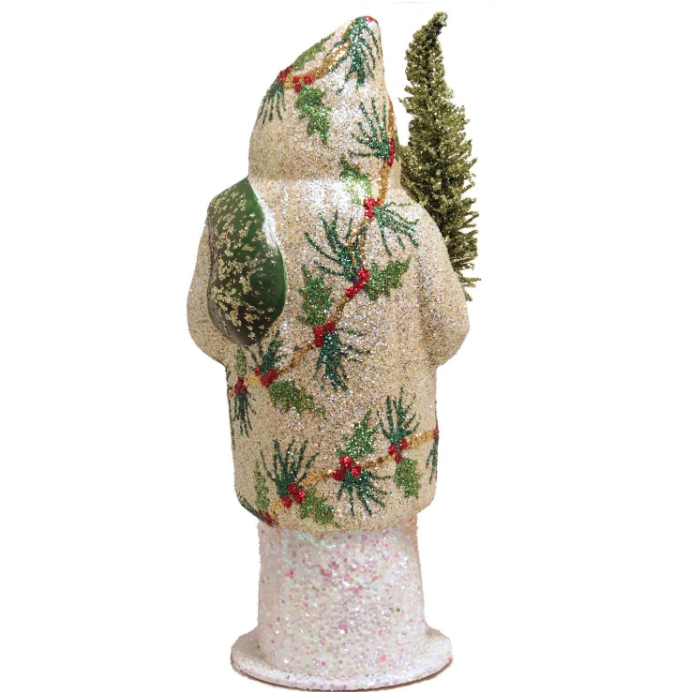 Ice Gold Santa with Holly Detail Candy Container