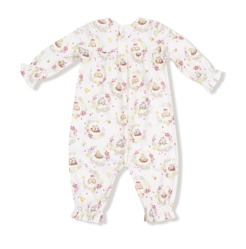 Floral Owl Families Smocked Romper