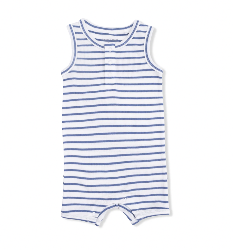 Navy Stripe Henley Shortie Romper