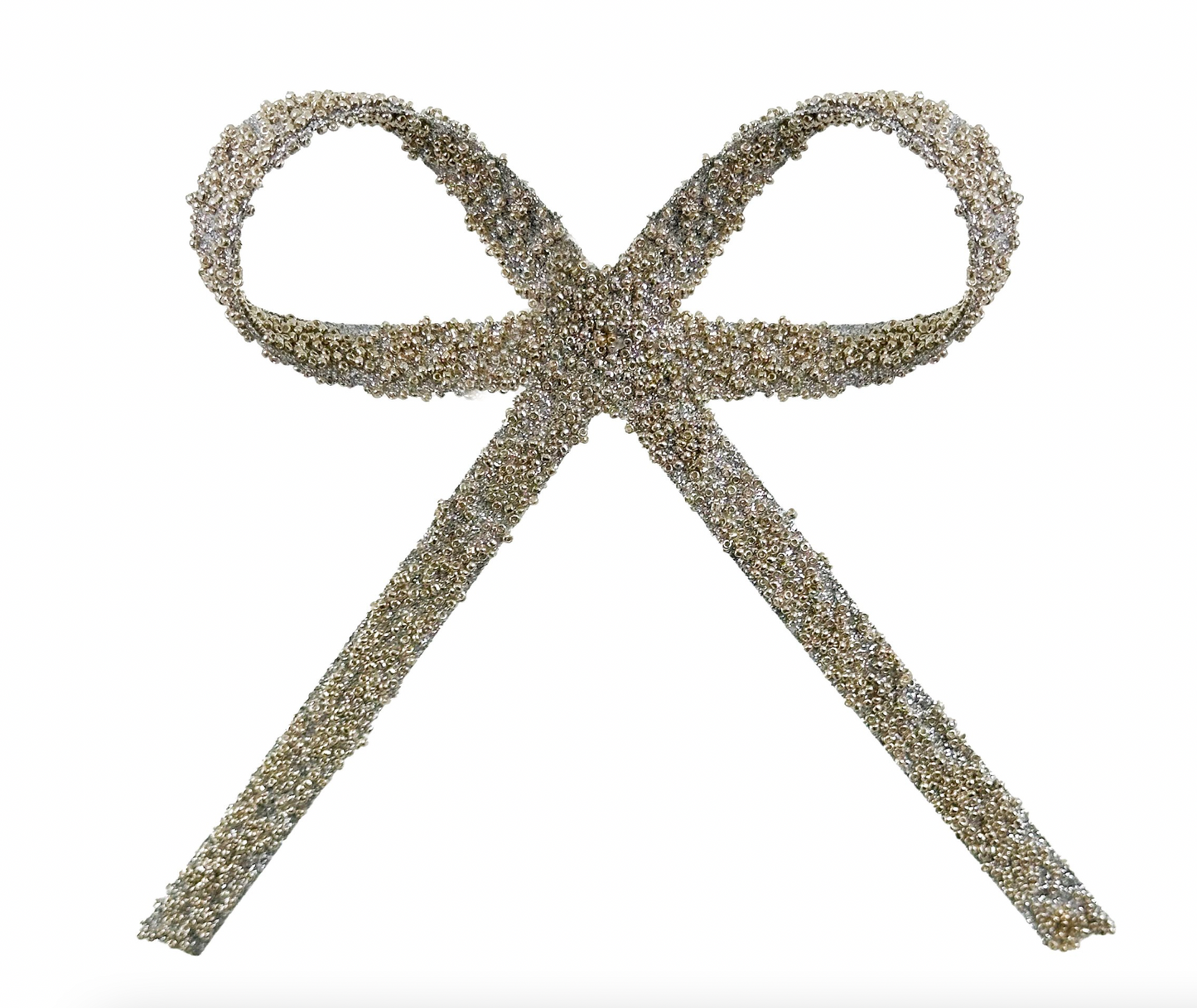 Silver Beaded Clip-On Bow