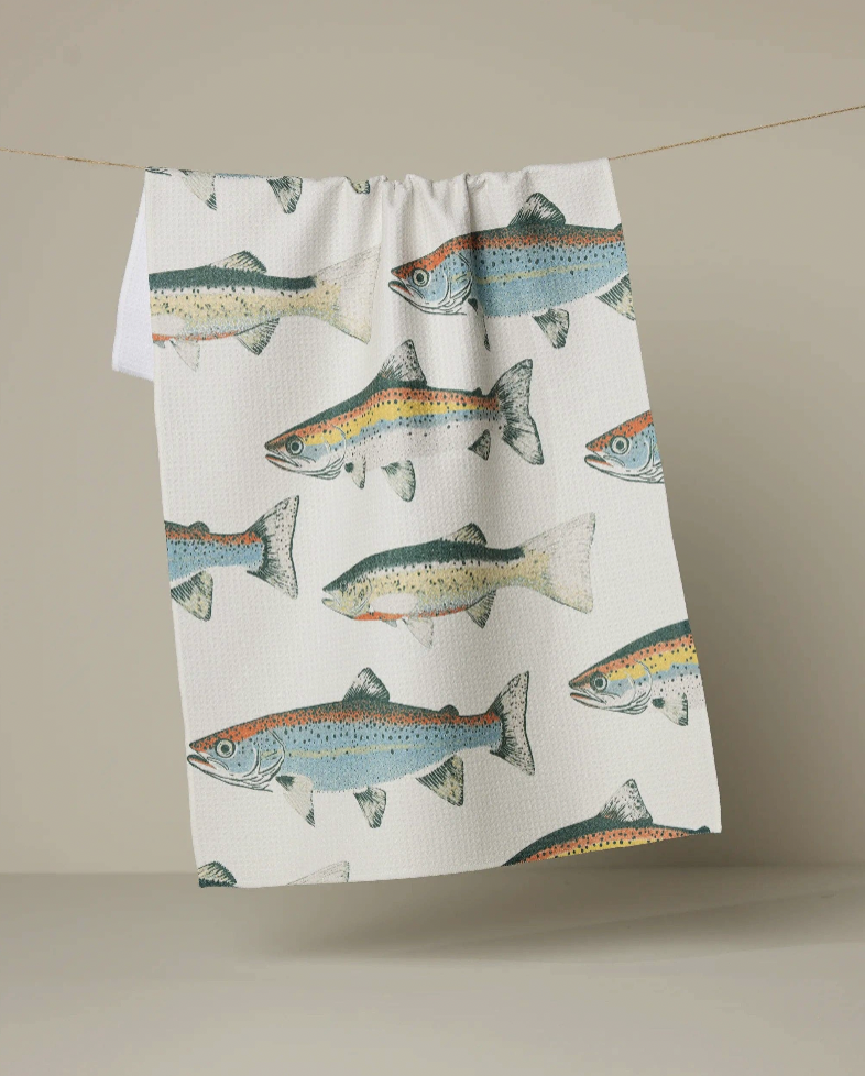 Hooked on Fishing Tea Towel