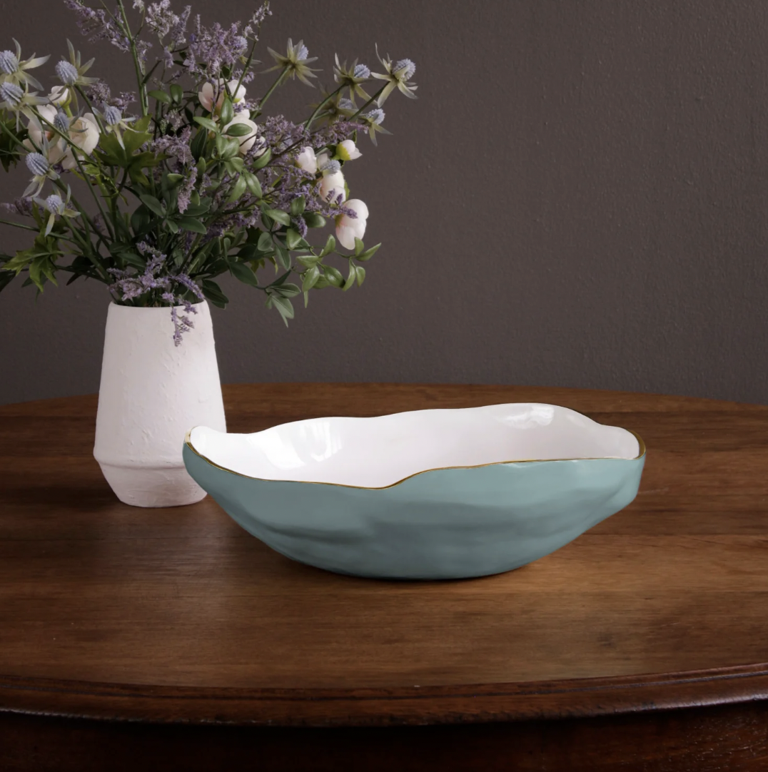 Turquoise + White ENCANTO Nuevo Large Bowl