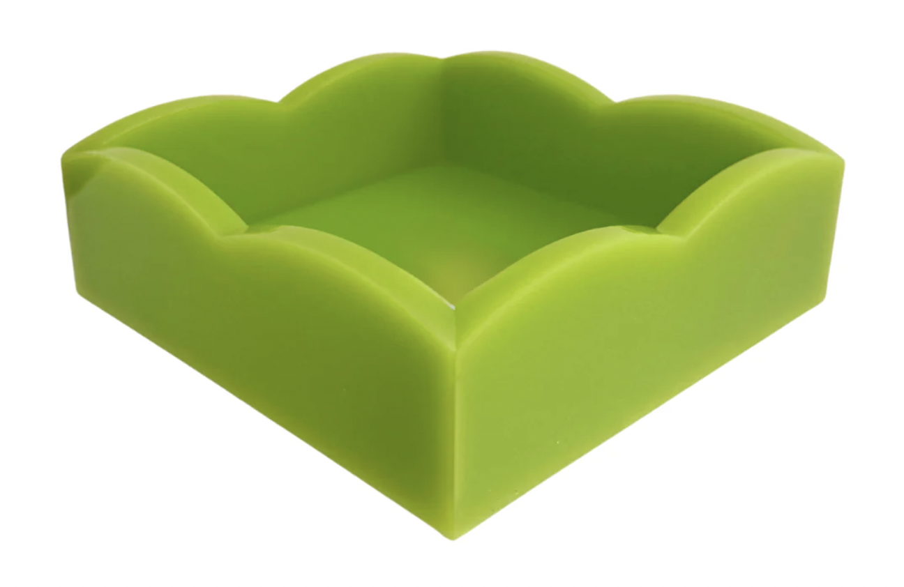 Green Palm Acrylic Scalloped Cocktail Napkin Holder