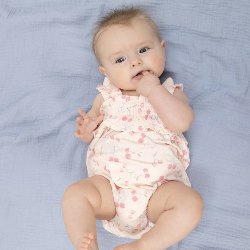 Sweet Bow Cherries Ruffly Strap Bubble